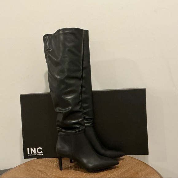 I.N.C. International Womens Damoni Mid-Heel Over-the knee boots Black Smooth - Picture 4 of 4